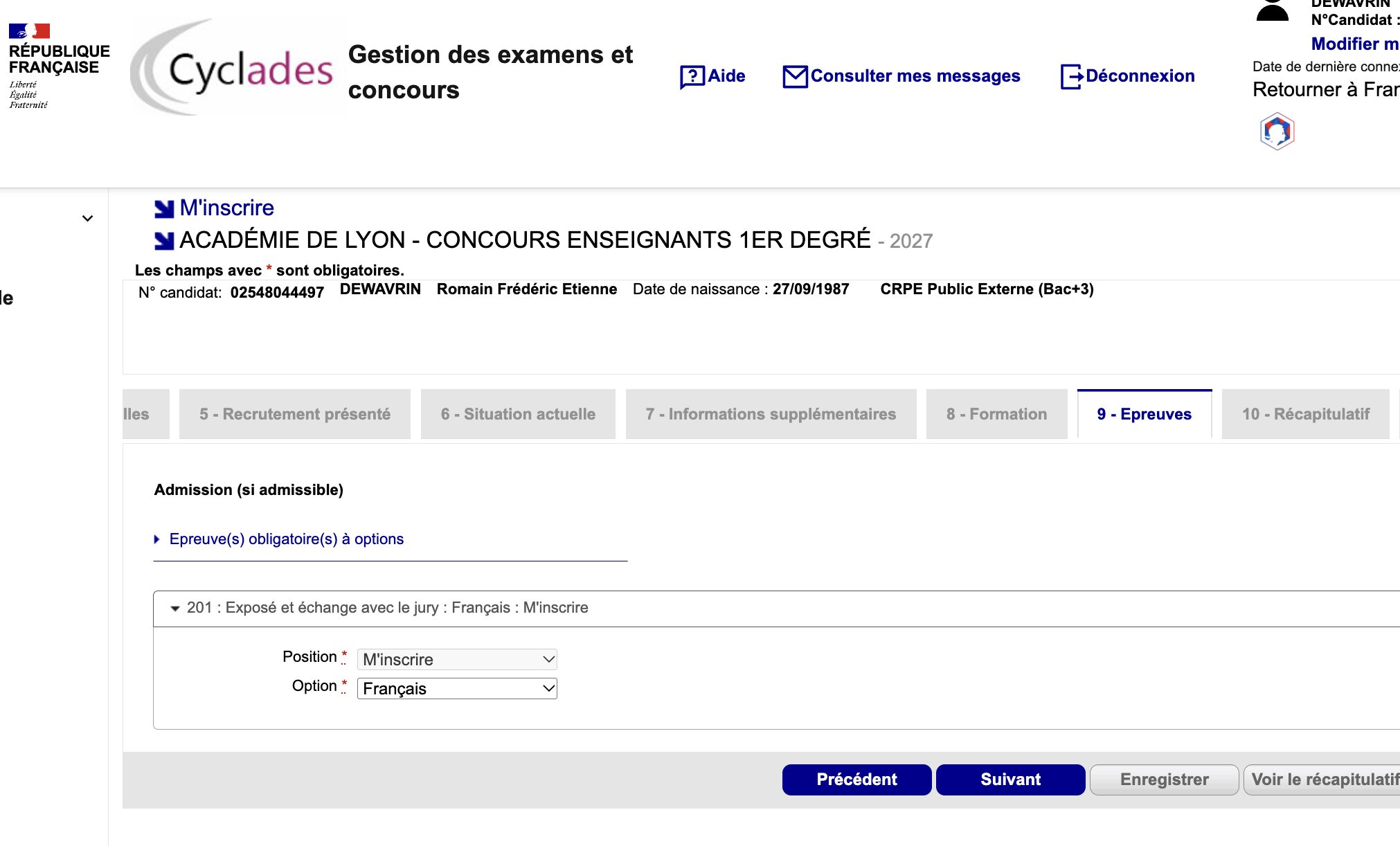 Choix de l'option français ou mathématiques pour l'oral du CRPE